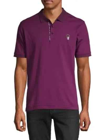 Robert Graham Lucifer Classic-fit Skull-embroidered Polo In Dark Raspberry