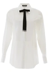 Dolce & Gabbana Bolo-tie Cotton Tuxedo Shirt In White