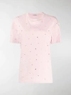 Miu Miu Crystal Embellished T-shirt In Pink