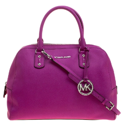 Pre-owned Michael Michael Kors Pink Saffiano Leather Satchel