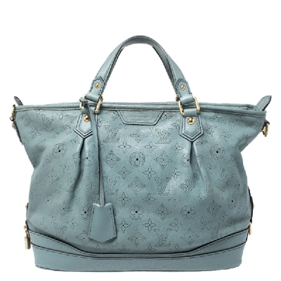 Pre-owned Louis Vuitton Ciel Mahina Leather Stellar Pm Bag In Blue