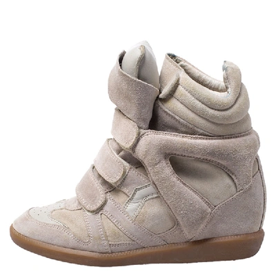 Pre-owned Isabel Marant Grey Suede Bekett Wedge High Top Sneakers Size 38