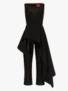 Solace London Rena Peplum Ruffle Cropped Jumpsuit In Black