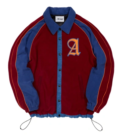 Pre-owned Awake Baseball Fleece Jacket Burgundy/blue