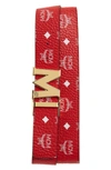 Mcm Men's Claus Antique M Reversible Belt In White Logo Visetos In White Logo Viva Red