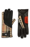 BURBERRY CHECK MIXED MEDIA GLOVES,8019891