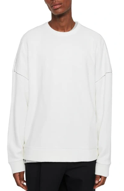 Allsaints Warren Oversize Crewneck Sweater In Ecru White