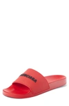 Balenciaga Men's Logo Pool Slides In Red