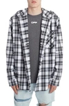 OFF-WHITE CHECK FLANNEL HOODED BUTTON-UP SHIRT,OMGA099R20G710010100