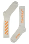 Off-white Diag Mid Socks In Light Grey Orange