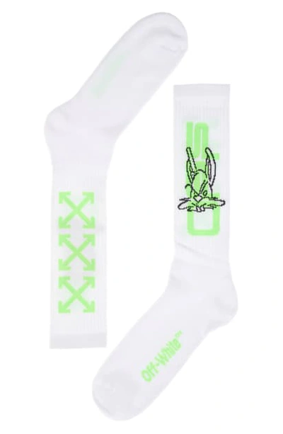 Off-white Harry The Bunny Graphic Socks In White Brillant