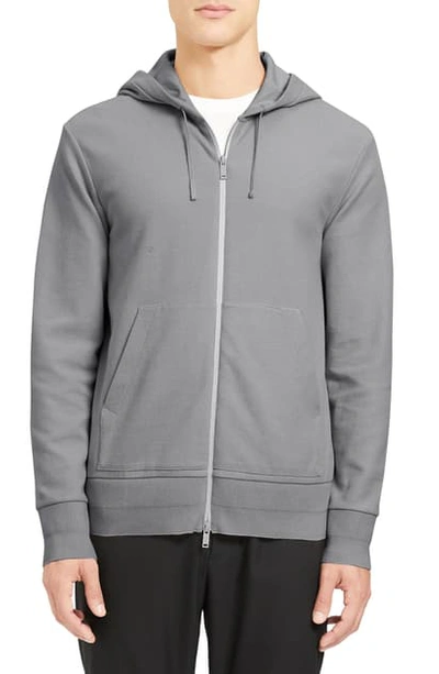Theory Mattis Slim Fit Zip Hoodie In Med Grey Heather