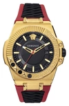VERSACE CHAIN REACTION SILICONE STRAP WATCH, 45MM,VEDY00219