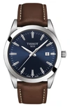 TISSOT T-CLASSIC GENTLEMAN LEATHER STRAP WATCH, 40MM,T1274101604100