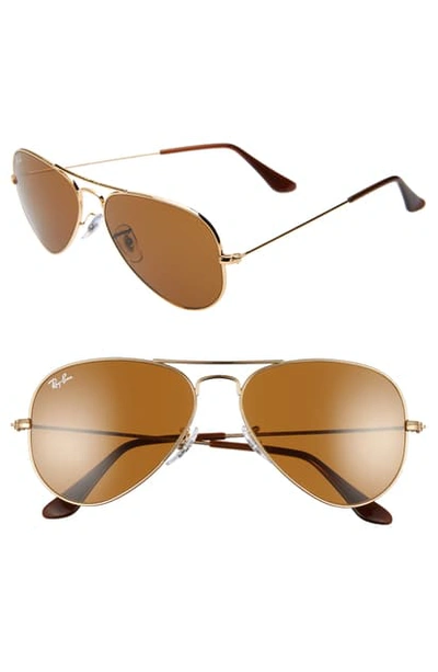 Ray Ban Small Original 55mm Aviator Sunglasses - Gold/ Brown Solid