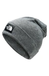 The North Face Dock Worker Recycled Beanie - Grey In Dark Grey Heather/ Black