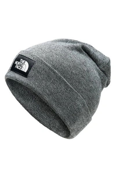 The North Face Dock Worker Recycled Beanie - Grey In Dark Grey Heather/ Black