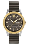 VERSACE THEROS AUTOMATIC LEATHER STRAP WATCH, 42MM,VEDX00219