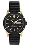 VERSACE THEROS AUTOMATIC LEATHER STRAP WATCH, 42MM,VEDX00419