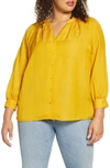 1.state Trendy Plus Size Shadow-striped V-neck Top In Honey Pot