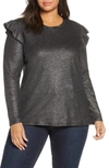 MICHAEL MICHAEL KORS FOIL RUFFLE TOP,WH95MFGDSL