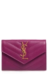 Saint Laurent 'monogram' Quilted Leather French Wallet In Dark Grape