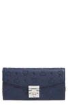 Mcm Patricia Monogram Leather Wallet On A Chain In Navy Blue