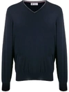 Brunello Cucinelli Long-sleeve Fitted Jumper In Blue