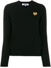 Comme Des Garçons Play Heart-patch V-neck Wool Sweater In Black