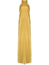 Galvan Textured Halterneck Evening Dress In Yellow