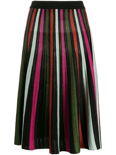La Doublej Accordion Knit Skirt In Multicolor Nero