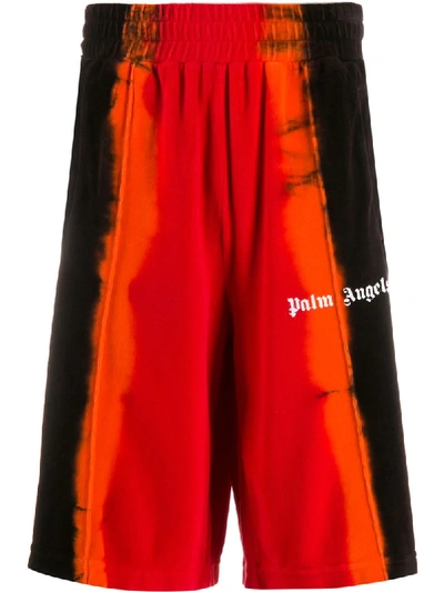 Palm Angels Tie-dye Print Track Shorts In Red