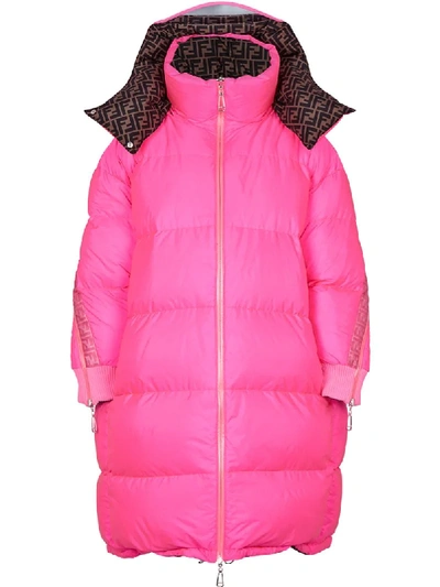 Fendi Prints On Reversible Padded Coat In Pink