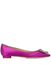 Manolo Blahnik .satin Hangisiflat Ballerina Shoes In Pink