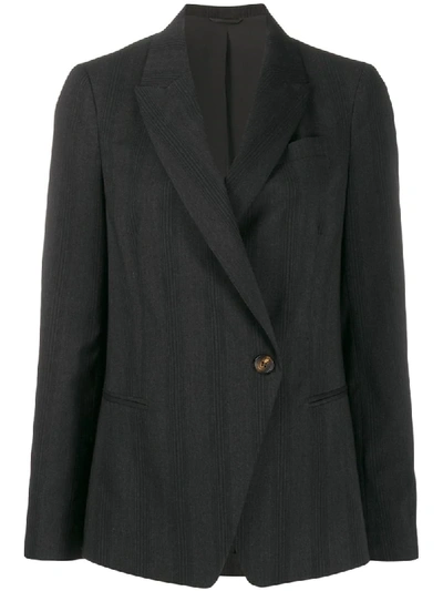 Brunello Cucinelli Striped Single Button Blazer In Black