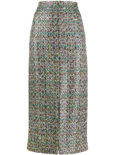 Marco De Vincenzo Bouclé Midi Skirt In Green