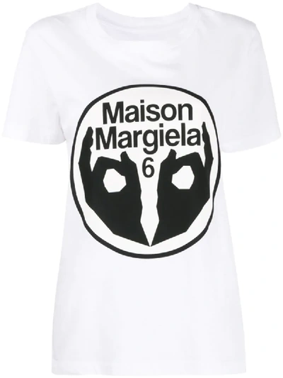 Mm6 Maison Margiela Logo Print T-shirt In White