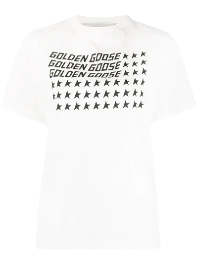 Golden Goose Logo Usa Flag Print T-shirt In White