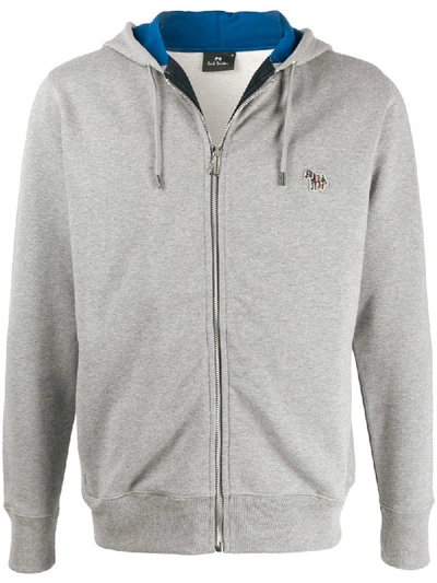 Ps By Paul Smith Zebra Logo Hoodie In Grey