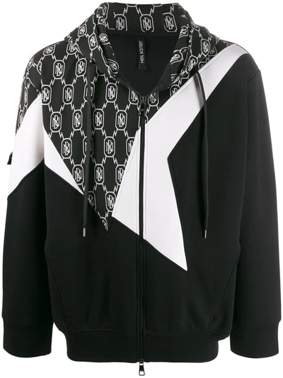 Neil Barrett Zip-up Techno Jersey Sweatshirt Hoodie In Black