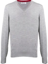 Brunello Cucinelli Long-sleeve Fitted Jumper In Grey