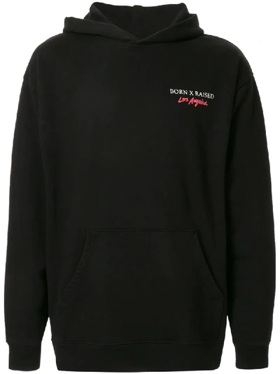 Bornxraised Logo Printed Hoodie In Black