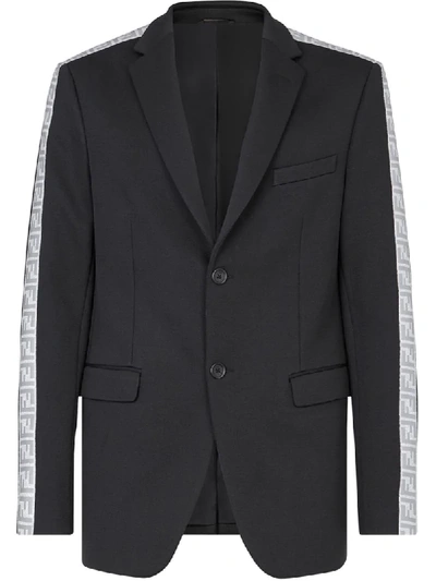 Fendi Prints On Metallic Stripe Blazer In Black