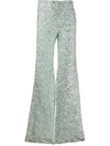 HALPERN HIGH-RISE FLARED SEQUIN TROUSERS