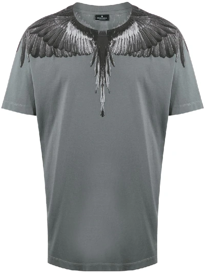 Marcelo Burlon County Of Milan Wings-print Crew-neck T-shirt In Grey