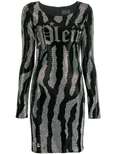 Philipp Plein Crystal Embellished Dress In Black