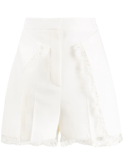 Alexander Mcqueen Lace High-waisted Shorts In Neutrals