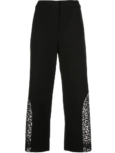 Alexis Novata Lace-trim Cropped Straight-leg Trousers In Black