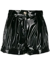 Philipp Plein Coated High-wasted Shorts In Black