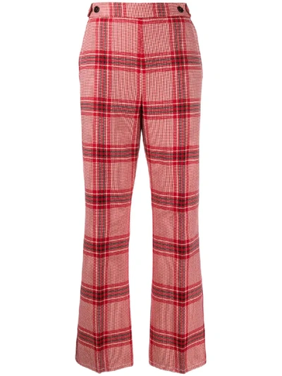 Marni Checked Bootcut Trousers In Red